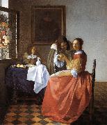 Jan Vermeer A Lady and Two Gentlemen oil on canvas